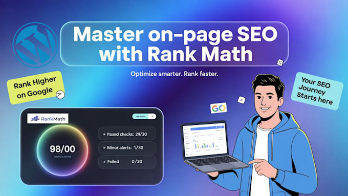 optimize your wordpress site using rank math SEO with 85 plus on page score