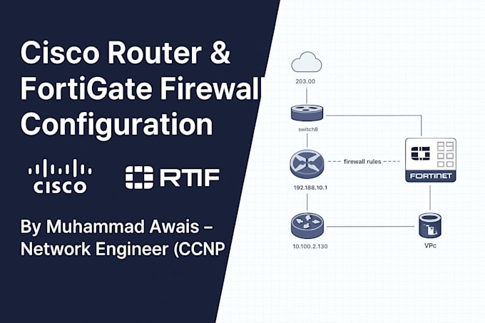 Picture of Configure cisco routers, fortigate firewall, and vpn for your network ...