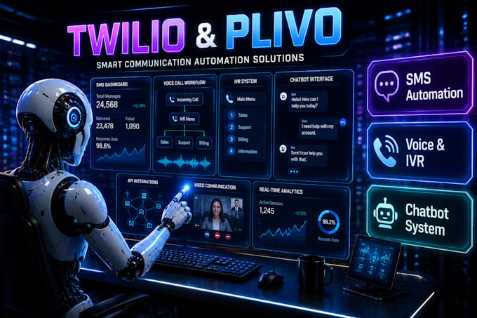 integrate twilio or plivo SMS, IVR, voice call and chatbot system