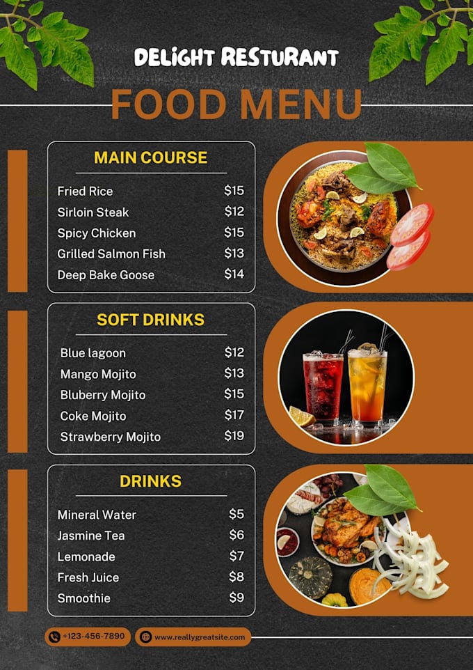 design menu for bars with elegant style