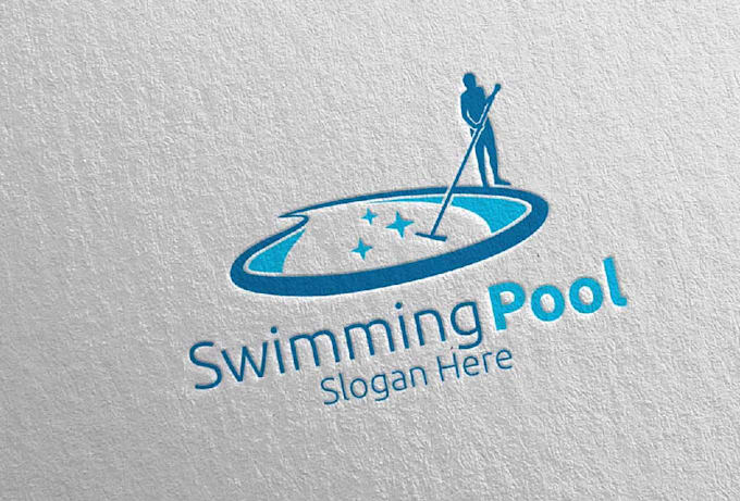 create professional and specially pool cleaning logo design