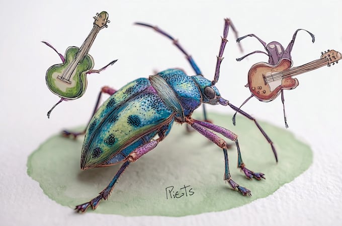 draw detailed watercolor insect illustrations