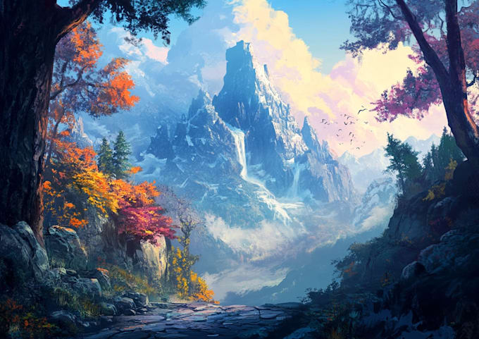 do a unique magical landscape illustrations