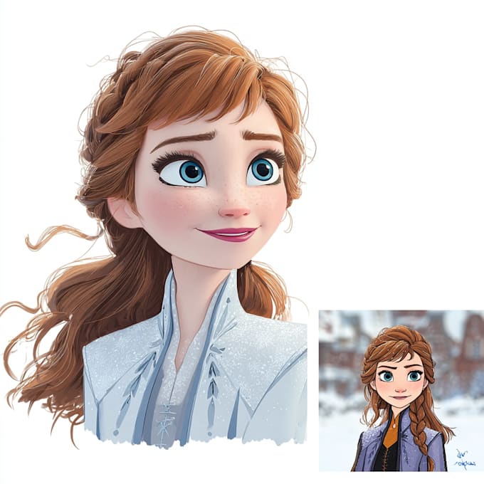 do cute disney cartoon portrait