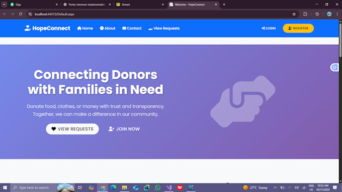 create a full hopeconnect donation platform quick and fast
