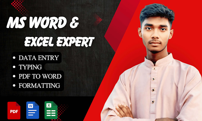 do data entry, typing, and ms word excel work professionally