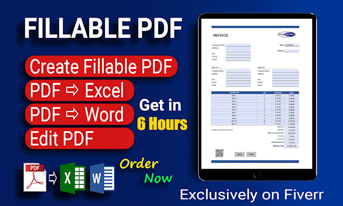 create fillable PDF forms and PDF to excel or word