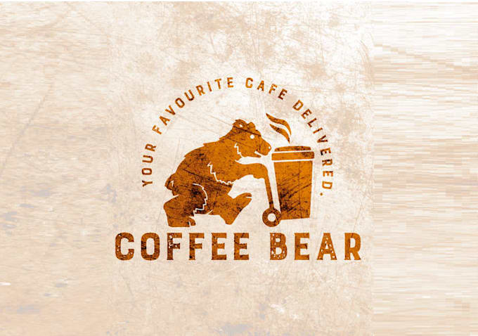 create a quirky and fun bear and coffee logo