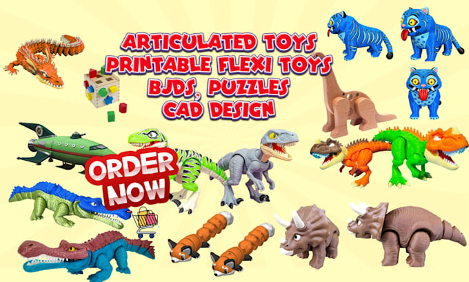 create 3d printed toys, cad designs, flexi models, plush mascots, action figures