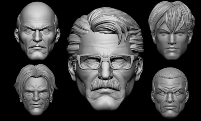 sculpt realistic 3d head model 3d printable character 2d to 3d head model