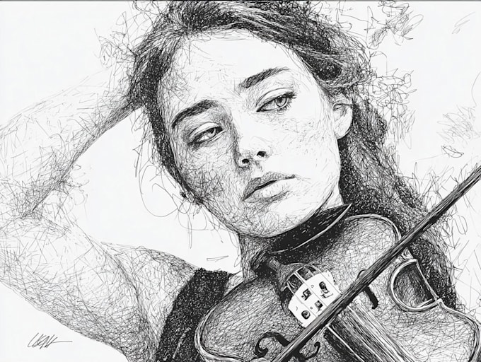 draw scribble sketch art portrait for you