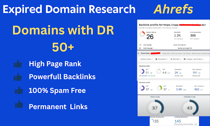 find an ahrefs DR 50 plus expired domain with no drop history