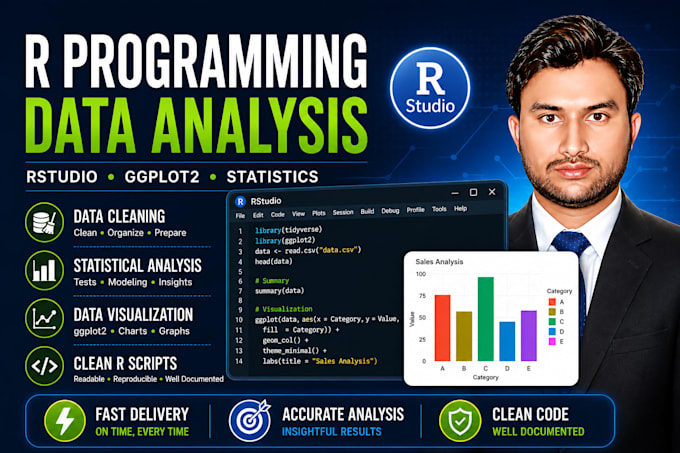 do r programming, rstudio data analysis and data visualization