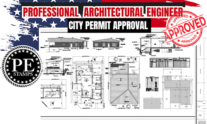 Do city permit architect stamp mep draw blueprints framing plan ...