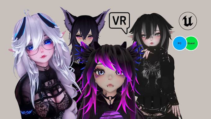 Design rig vrchat 3d model texture clothes accessories unity setup by ...