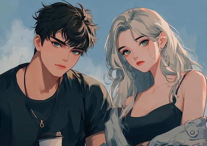make a anime couple character art anime style
