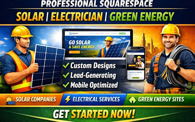 design squarespace solar installer website green energy website electrician site