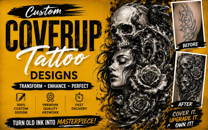 Design a custom cover up tattoo drawing for you by Tattoo_by_dana | Fiverr