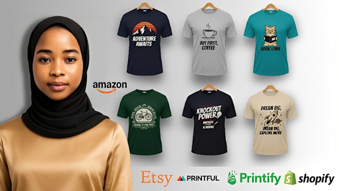 Design custom print on demand tshirt designs for printful printify ...
