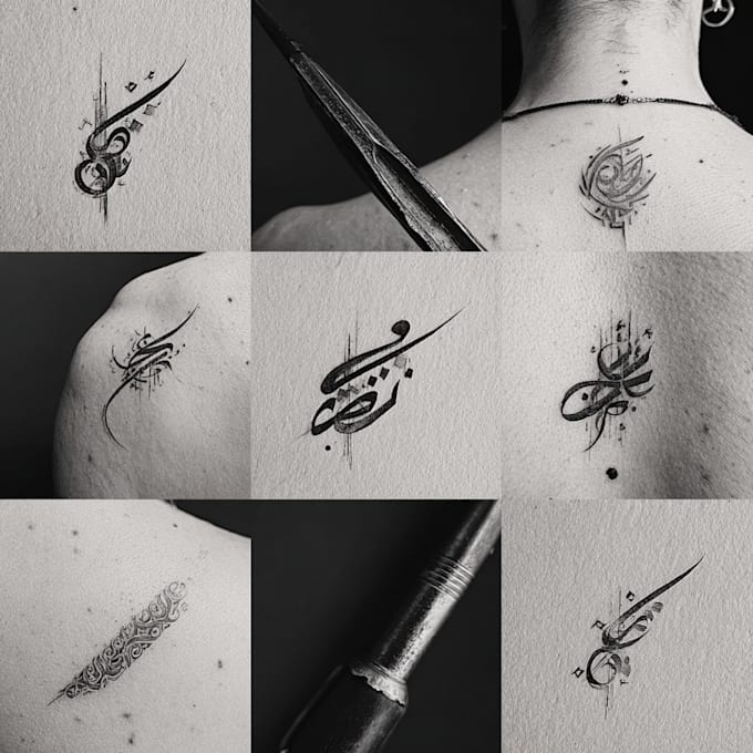 design unique handdrawn persian arabic calligraphy tattoo