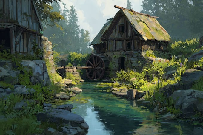 draw realistic illustration, environment concept art