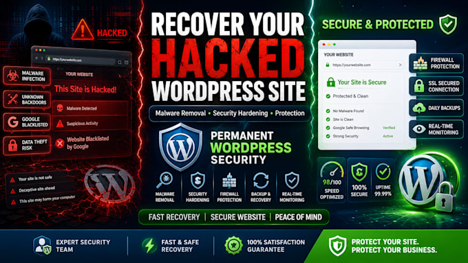 recover your hacked wordpress website and secure it permanently