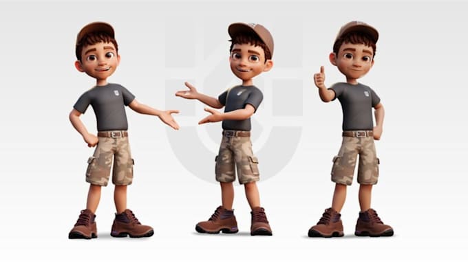 Model 3d low poly character, rigging for game assets, animation and ...