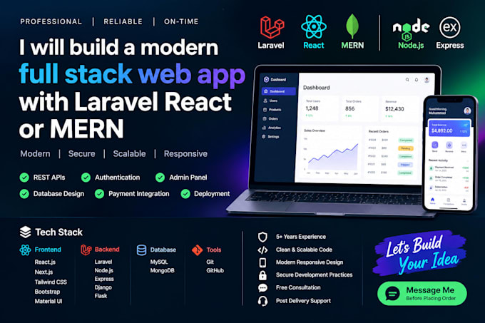 build a modern full stack web app with laravel react or mern