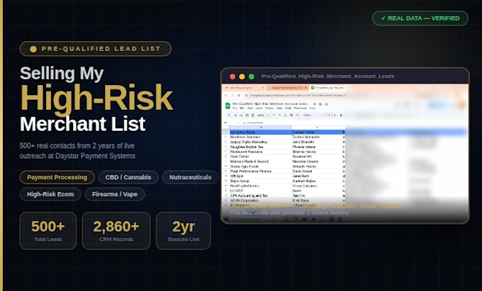 provide USA high risk merchant contacts pre qualified ready to convert
