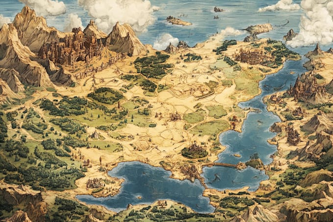 design fantasy map illustration for map