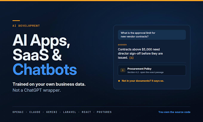 build ai app, ai saas, ai web app, ai chatbot and ai software