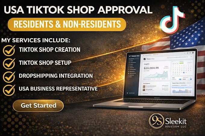 create USA tiktok shop, setup tiktok shop, tiktok shop business representative