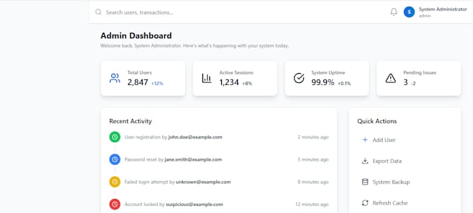 develop an admin login and dashboard
