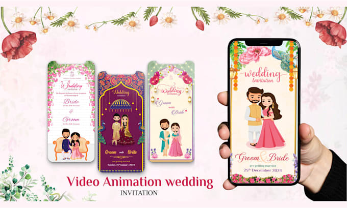 create a beautiful indian wedding invitation video for whatsapp