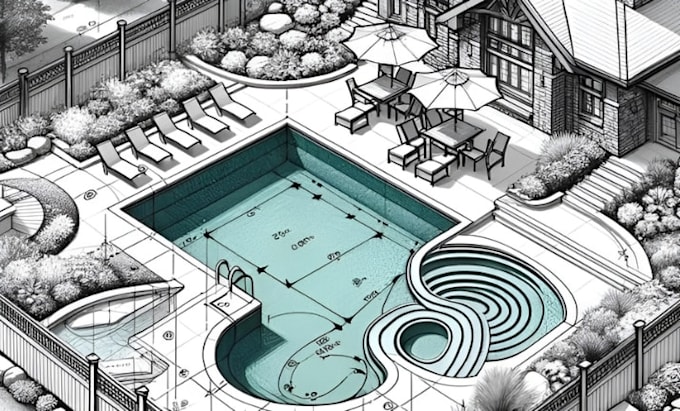 Design professional swimming pool landscape, backyard pool, and luxury ...