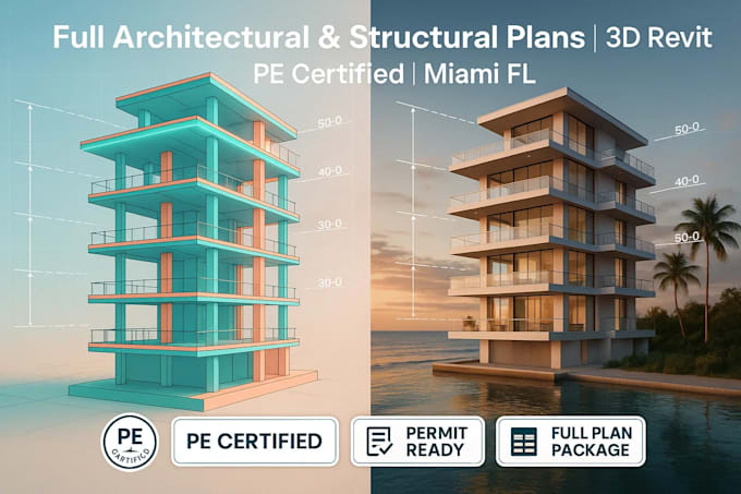 create full architectural and structural 3d revit plans in miami fl