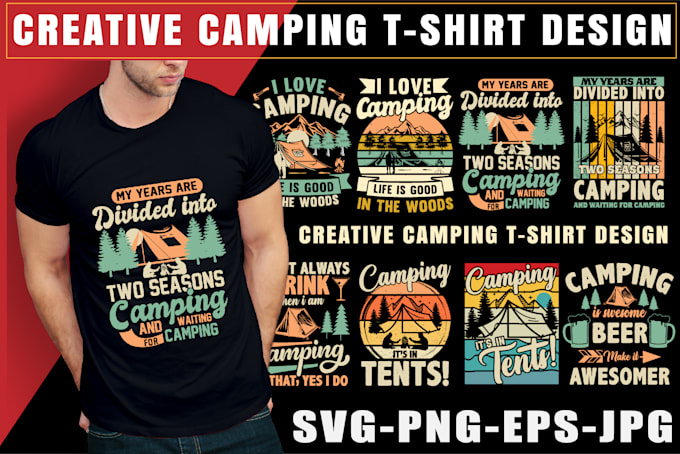 camping t shirt design for pod