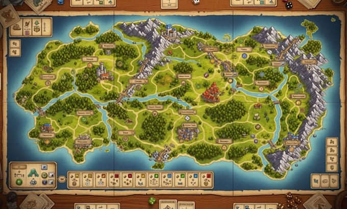 Design boardgame map 2d map fantasy dnd map tabletop game boardgame ...