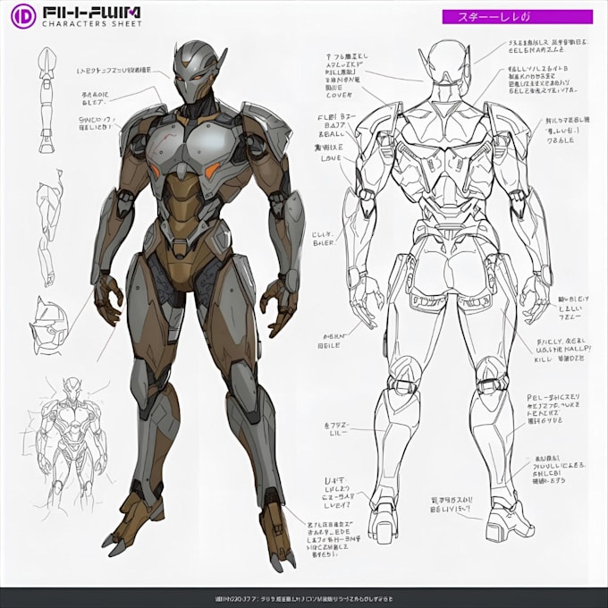 make 2d character design and character sheet