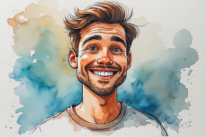 create a stunning watercolor digital portrait with a comic
