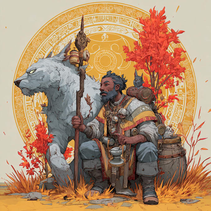 paint a character illustration in a fantasy world