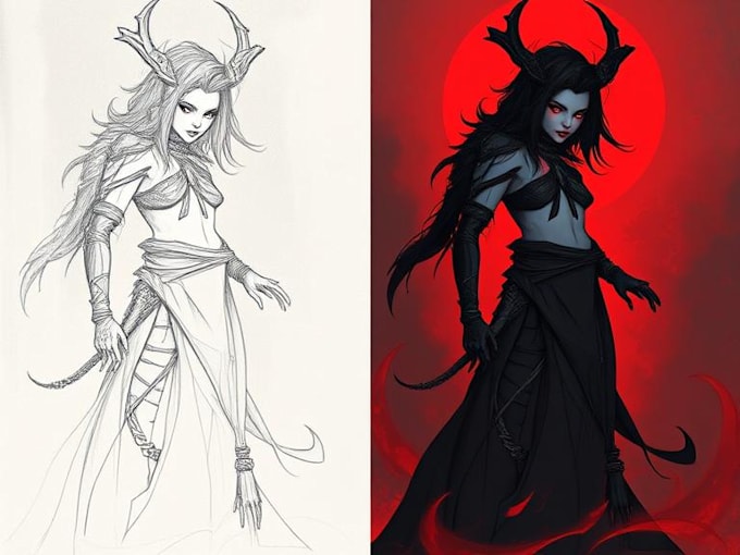 draw dark art illustration