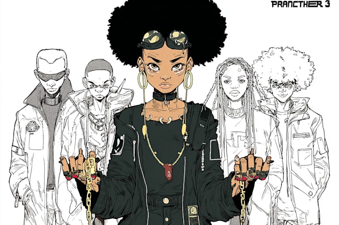 design cyberpunk and fantasy character splash art
