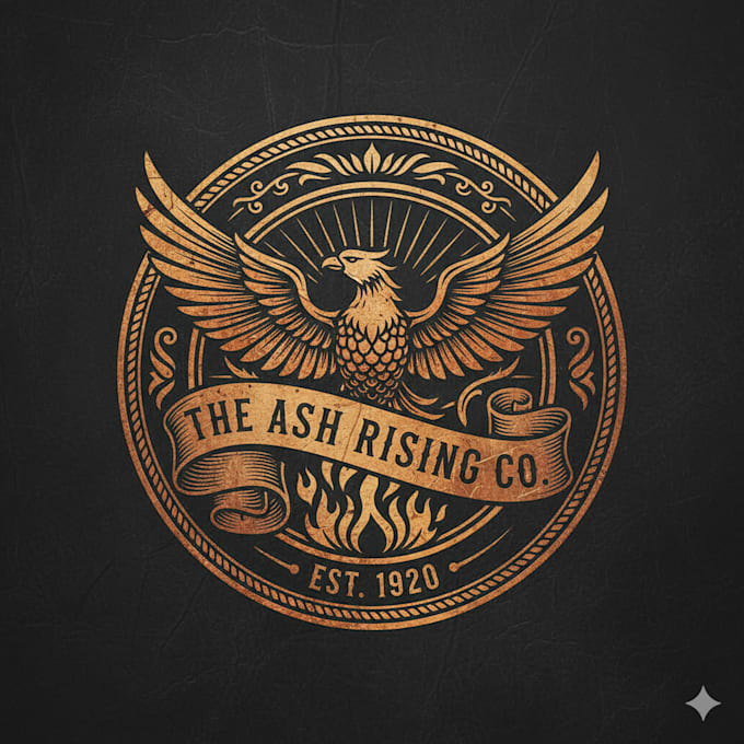 design a vintage phoenix logo with powerful and reborn elegance