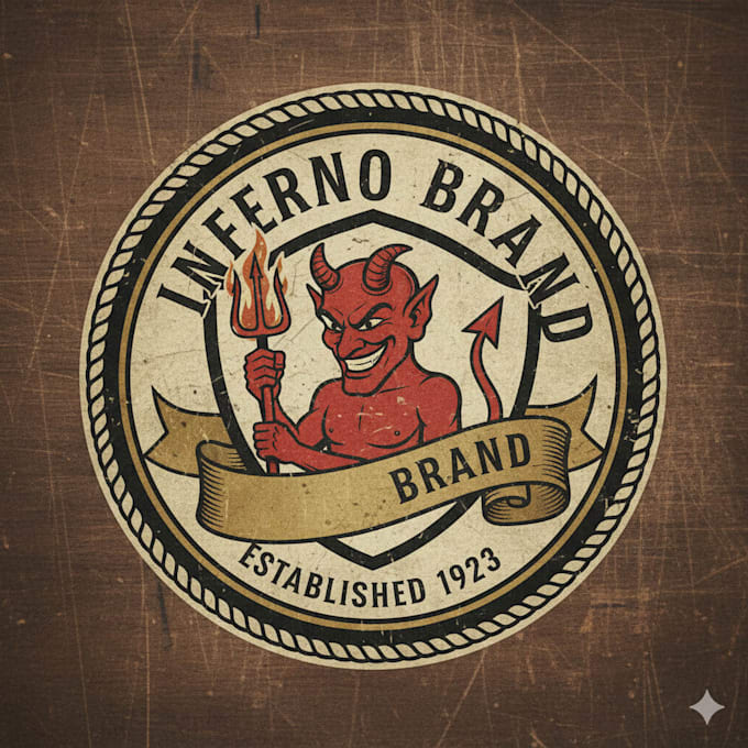 design a vintage devil logo with bold and edgy style