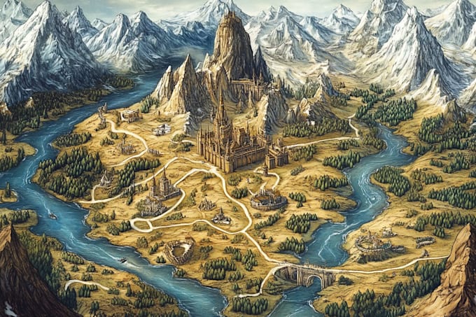 draw fantasy map dnd world map game map design