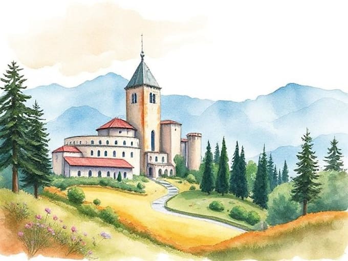 draw original watercolor landscape or architecture art