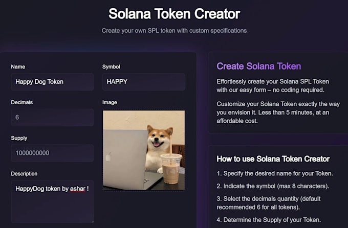 create solana token launcher, spl token creator