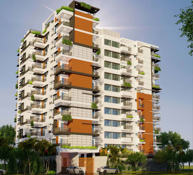 remodel 3d multistorey building,highrise,mixed use building,cgi facade rendering
