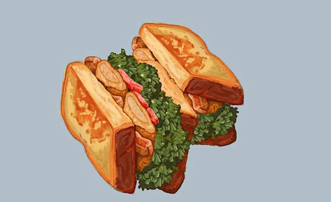 draw line art objects food illustration